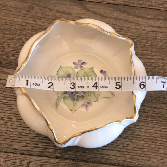 Vintage hand painted floral bowls keepsake what not dishes two signed R Allen - Picture 12 of 14